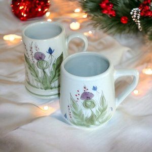 2x Scotland BUCHAN Finest Stoneware Portobello Hand Painted THISTLE Mug Lot of 2